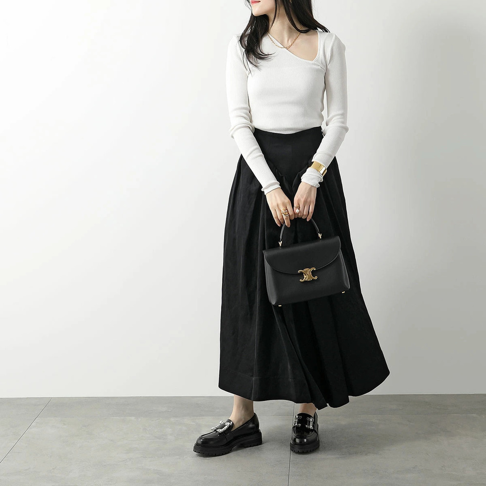 Celine Nino Handbag Triomphe Leather Shoulder Bag BLACK